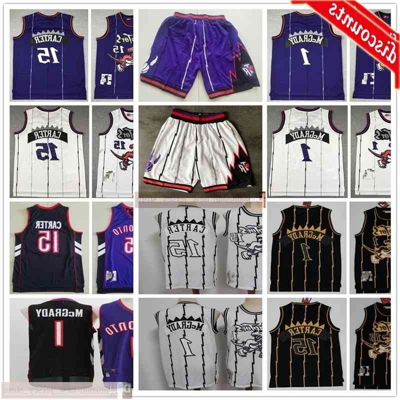

Retro Vintage Basketball 15 Vince 1 Tracy Carter McGrady Jerseys Cheap Purple White Two Color Black Camo Jerseys Shorts Man Kids Youth, Same as picture