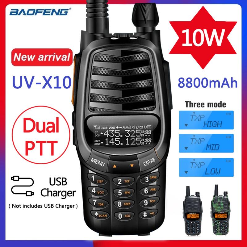 

Baofeng UV-X10 Radio 10W Powful Walkie Talkie 2-PDual Band VHF UHF 128 Channels CB Two Way Better Than UV-5R UV-82