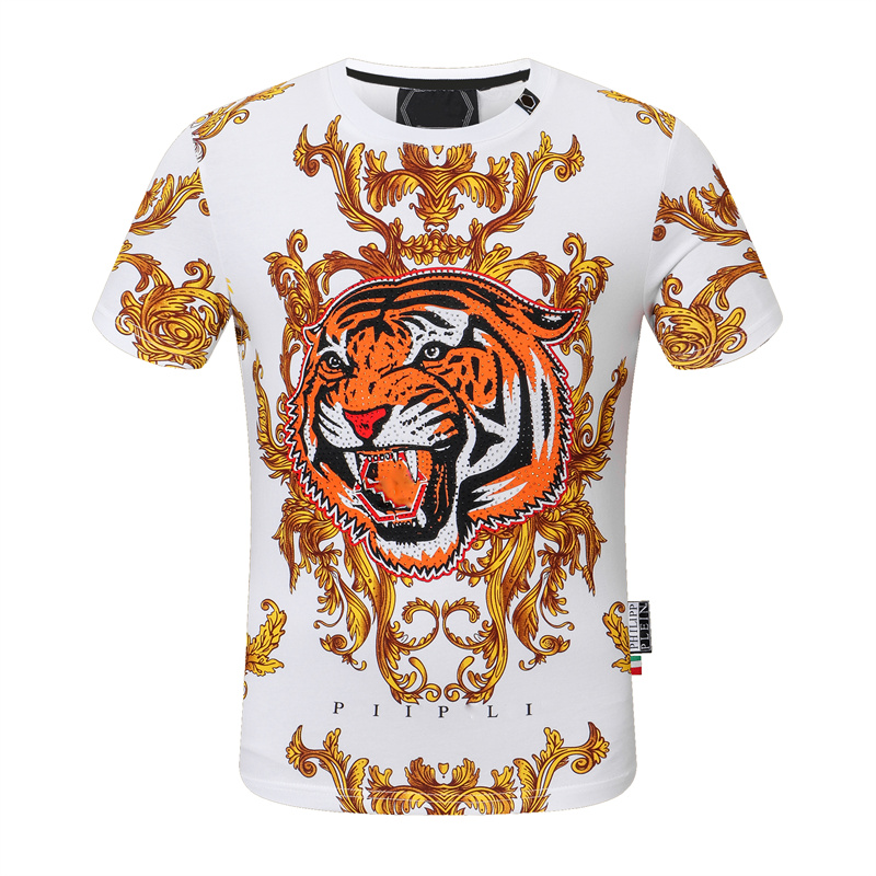 

2021 Summer Plain Men's T-Shirts Cotton Women Clothes Funny Short Sleeve O Neck Tees Printing Phillip T-Shirts PP Size :M-L-XL-XXL-XXXL TOP02, White