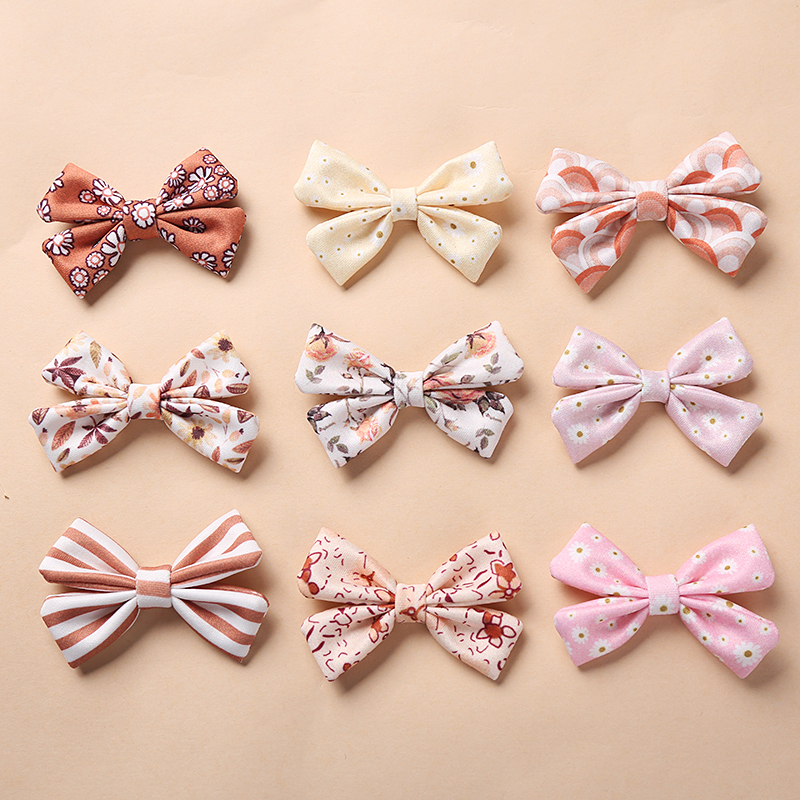 

New Baby Girls Floral Prints Hair Bows Headband Nylon Headbands Cotton Bows Hairpins For Newborn Props Hair Accessories, Multi-color