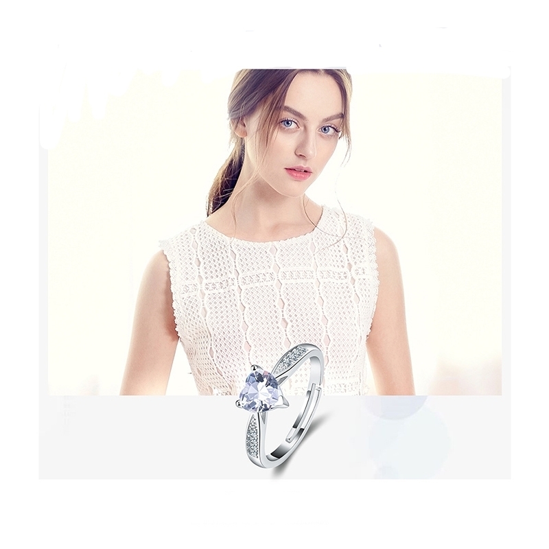 

Original Birthstone Love Diamond Sterling Silver 925 Girls Day Stone Ring Ladies Birthday Party Jewelry