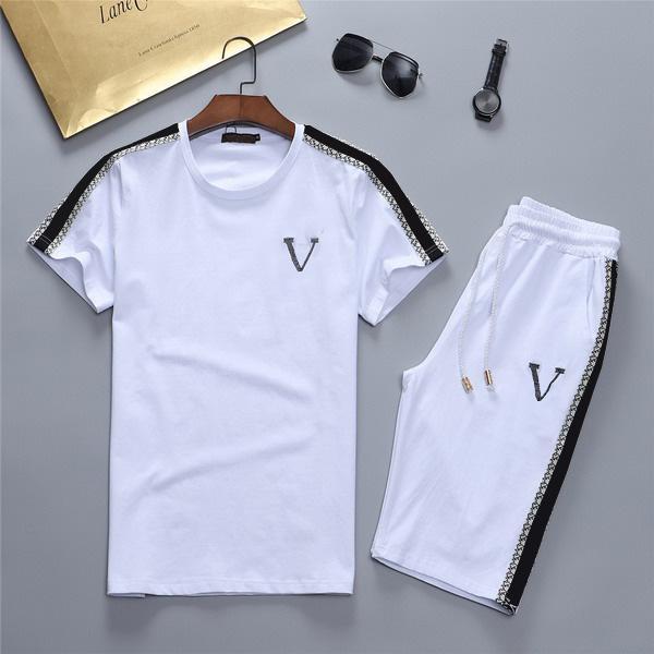 

Men's designer tracksuit luxury Casual Polos Outfits Shorts Pants Summer joggers cotton Tracksuits Two Pieces printing sportswear Suits, Gray