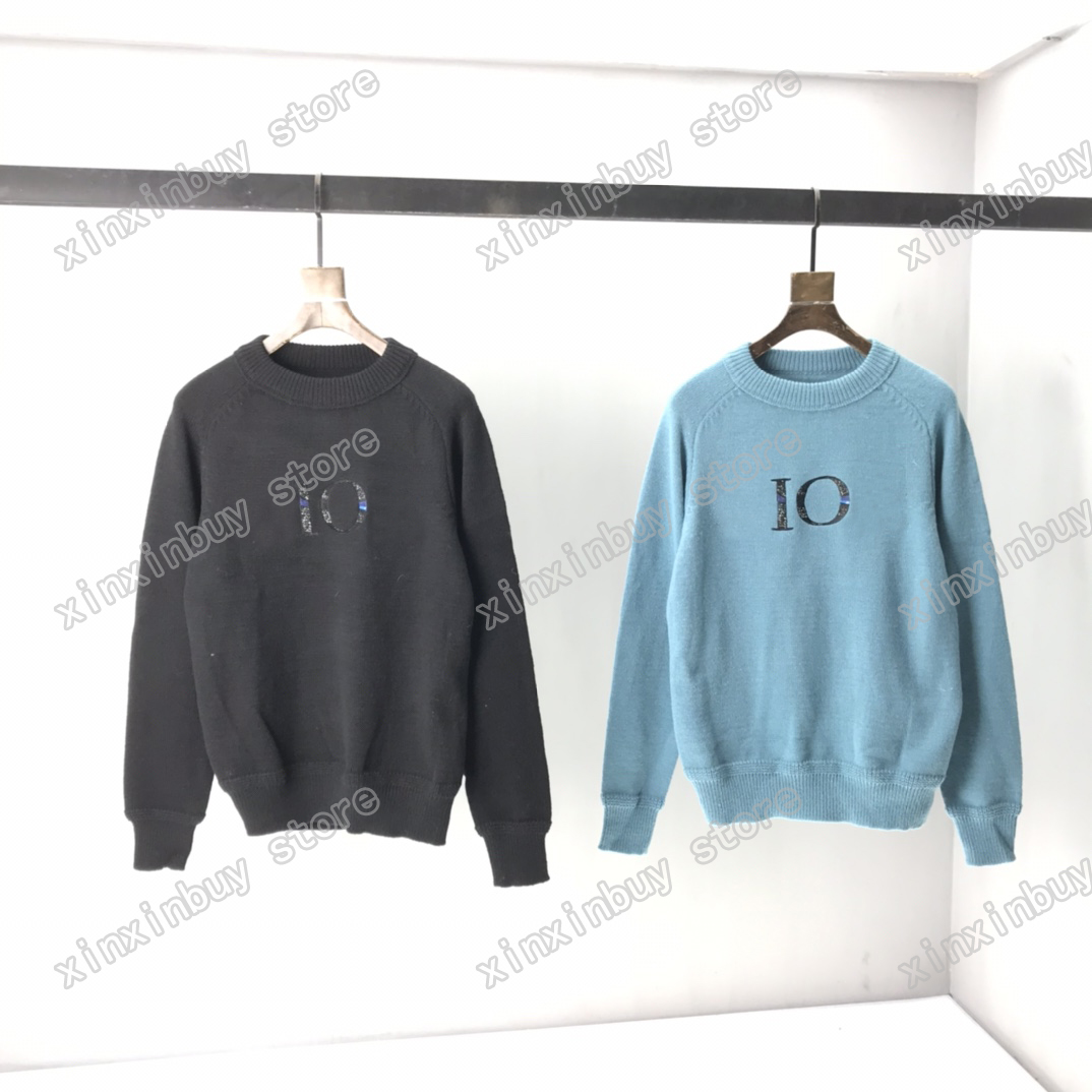 

21ss Mens Designers Sweaters luxury Men Womens Christian embroidery letters Milano Man Paris Fashion Top Quality Tees Street long Sleeve lux, White;black