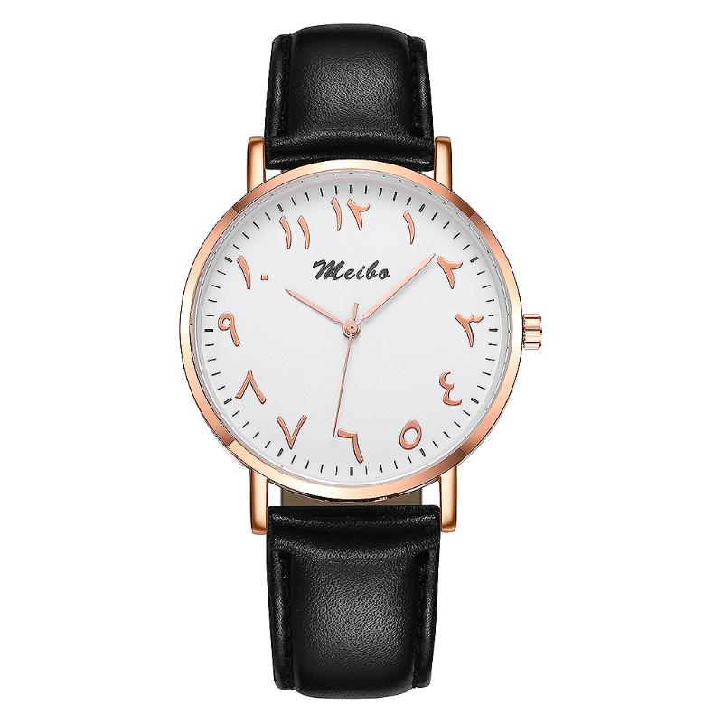 

Wristwatches 2021 Montre Femme Women Arabic Numbers Watch Luxury Unique Ladies Leather Quartz Gift Clock Relogio Feminino, Rose gold brown