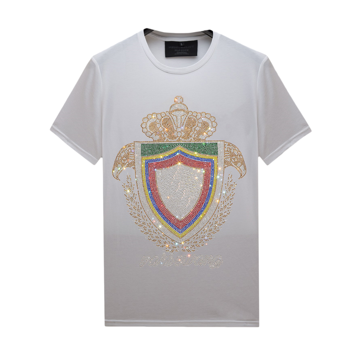 

Multiple Styles Summer Casual Mens White T Shirts Short-sleeved Hot Rhinestone Tops Slim Crew Neck Tee Mercerized Cotton, 51