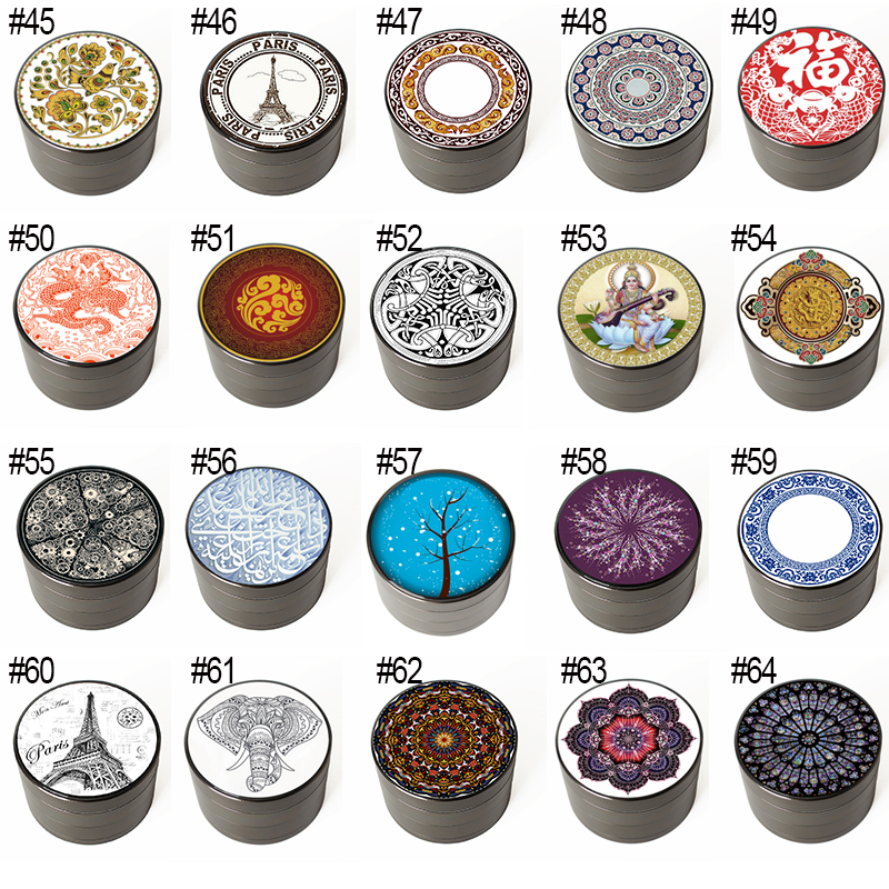 

63MM Smoking Accessories Cigarette Colorful Retail Box Metal Grinders Concave Herb Spice Mill Food Crusher 4 LAYERS Zinc Alloy Diamond Shape