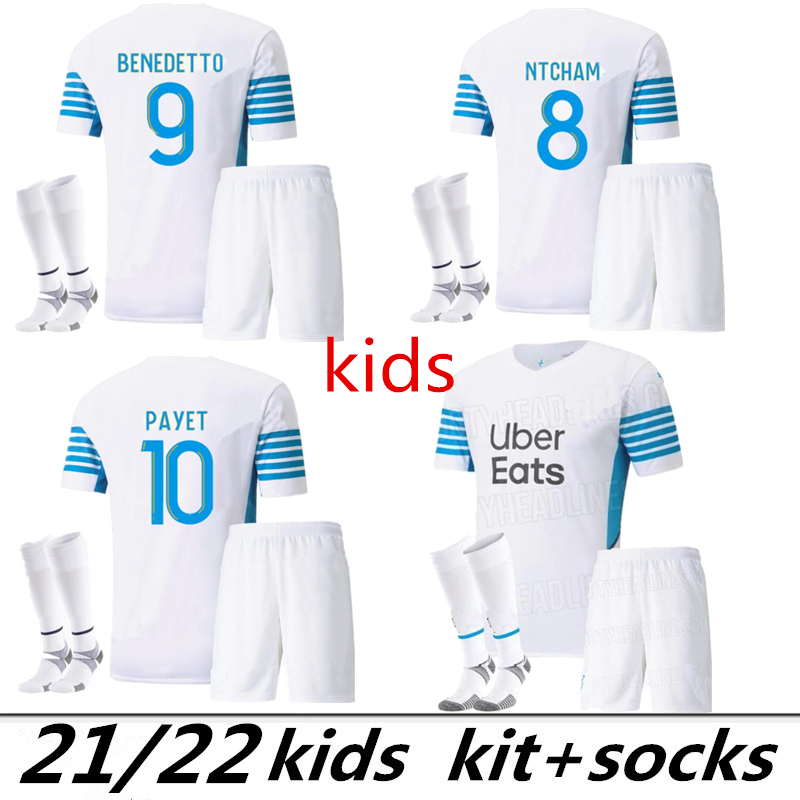 

kids kit 21 22 soccer jersey Olympique De 2021 2022 OM maillot foot CUISANCE THAUVIN BENEDETTO KAMARA PAYET football shirts