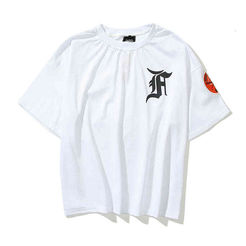 

High Quality 2022 spring and summer new fog season 5 main line mesh armband loose men's and women's short sleeves, White