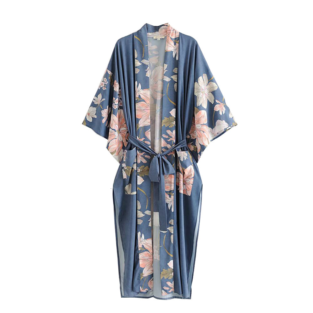 

Women' Blouses & Shirts Maxi Robe Kimono Women Summer Chic Floral Printed Vintage Bohemian Long Jacket Cardigan New Beach Boho Sh, Color as shown