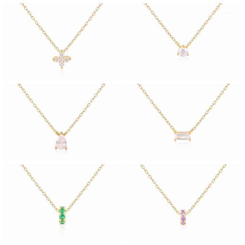 

Sterling Silver Necklaces For Women Crystal Diamond Clavicle Necklace Jewelry Collier Bijou Collares Pendant Gift Chains