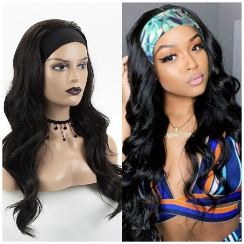 

breathable ice silk Women's band body big wave long curl wig chemical fiber hair cover, Red