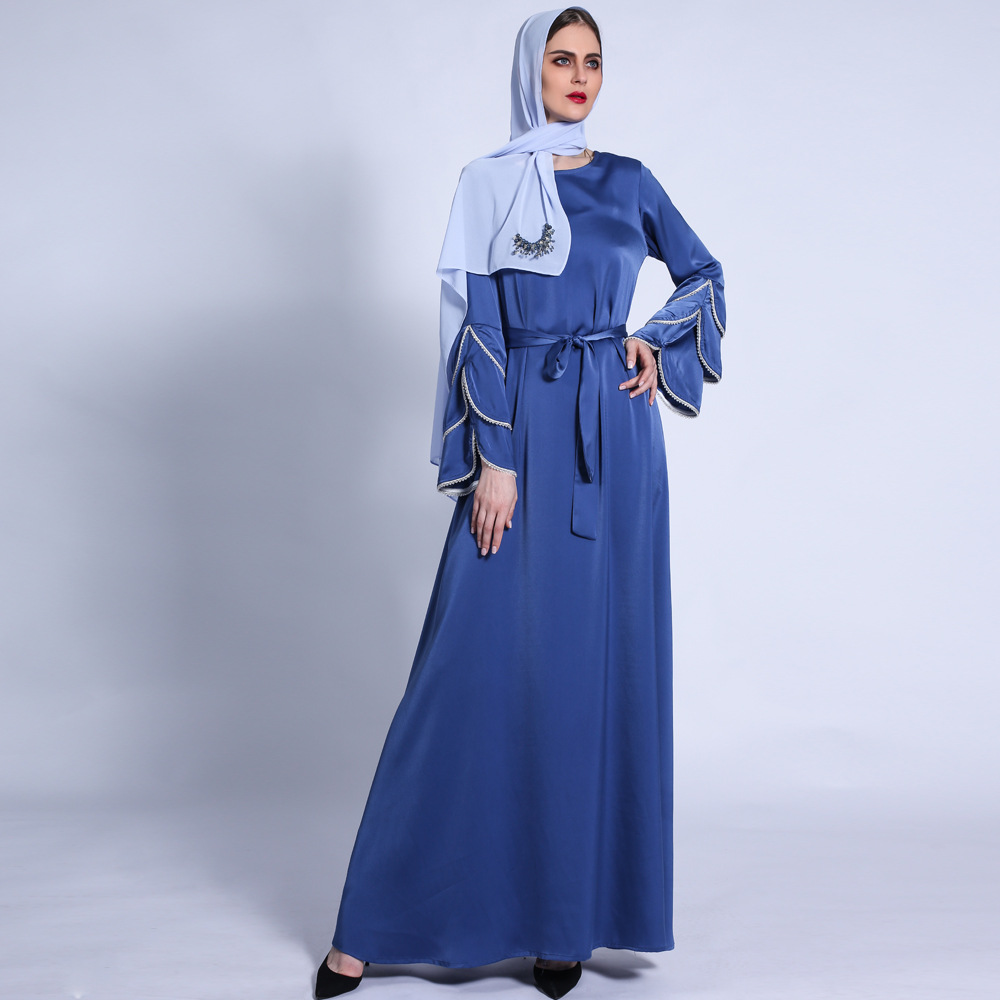 Ramadan Eid Mubarak Satin Abaya Dubai Turkey Islam Muslim Fashion Long Dress Abayas Dresses For Women Robe Longue Djellaba Femme-image-758037744