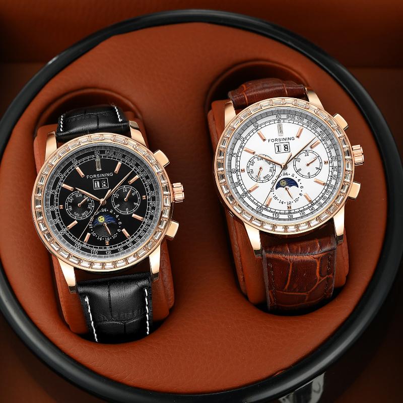 

Wristwatches Top Brand FORSINING Couple Watch Men's And Women Luxury Business Automatic Mechanical Wrist Watches Fashion Ladies Men Clock, Gold