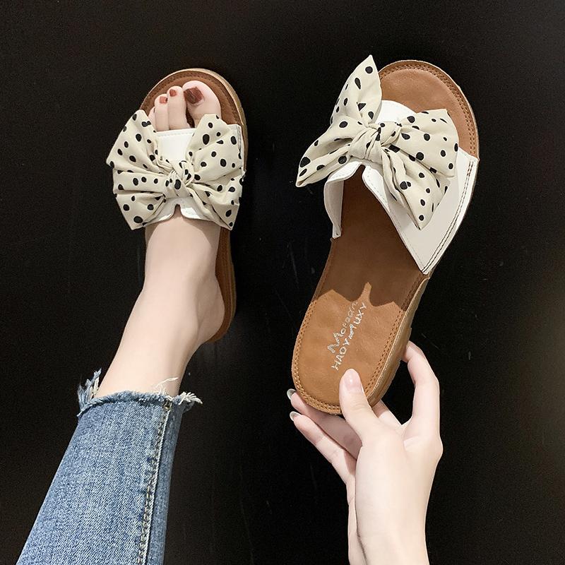 

Butterfly-Knot Beach Shoes Ladies' Slippers Luxury Slides Low Slipers Women Sabot Designer Flat Soft Rubber 2021 Summer Fashion