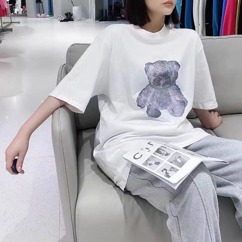 

Luxury design Well family spring and summer version lovely city simple easy to match short sleeve Pullover T-shirt, Black