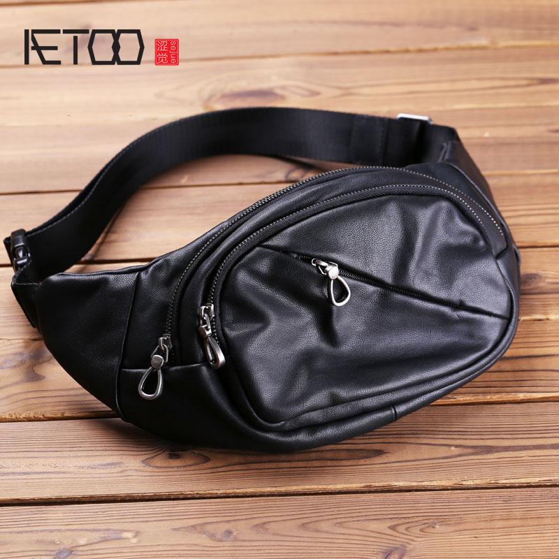 

Waist Bags AETOO Men's Leather Slant Bag, Cowhide Casual Mobile Phone Bag Trend Chest