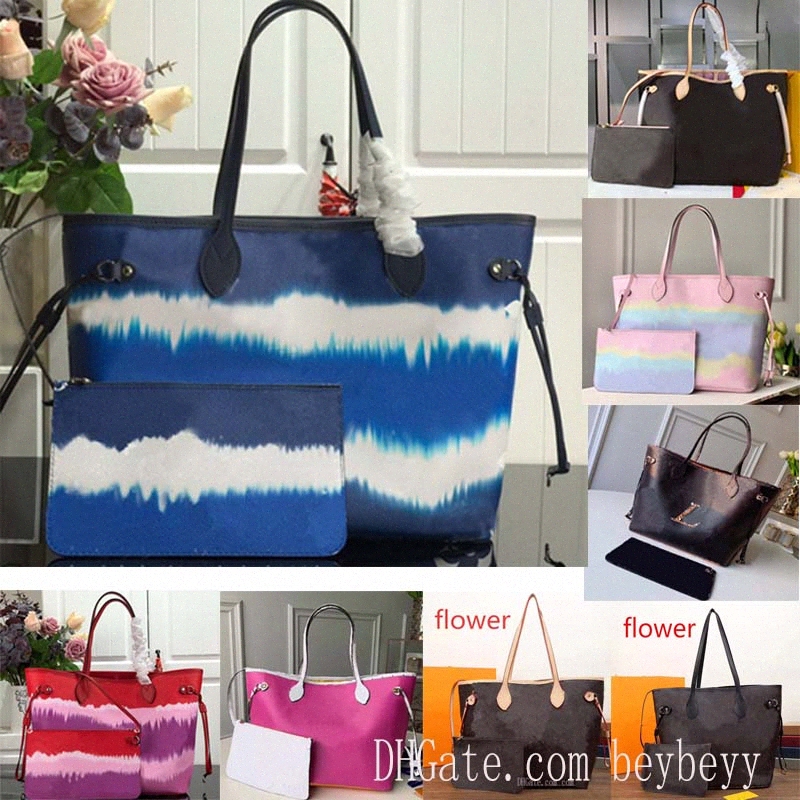

21 colors never shopping bag old flower women MM large cavans book totes messenger bags full handbag with pouch 24Eg#