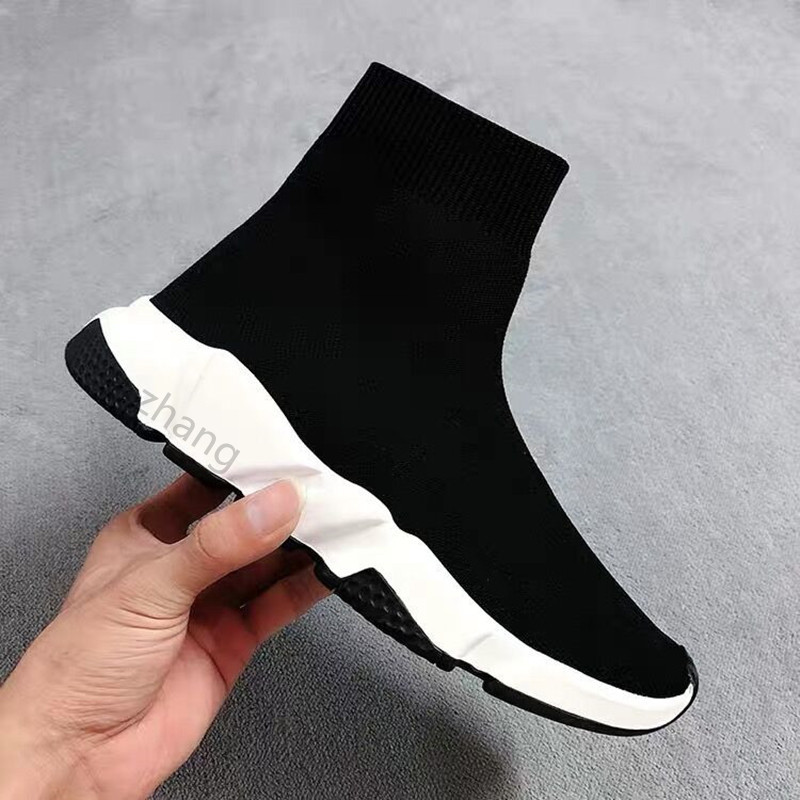 

2021 Top Quality Paris Mens Womens Casual Shoes Speed Trainers Knit Sock White Black Khaki Watermark With Box Size 36-46