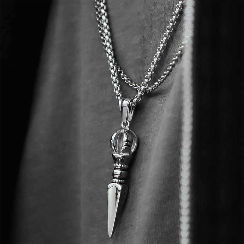 

Mcllroy Punk Style Spearhead Design Pendants Necklace For Man Fashion StainlSteel Chain Jewelry Men Woman Choker jewelry X0707