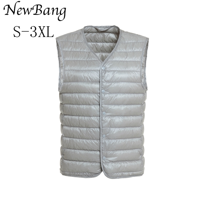 

Bang Mens Down Vest Ultra Light Down Vest Men V-neck Sleeveless Spring Autumn Waistcoat Winter Without Collar Warm Liner 211110, Navy