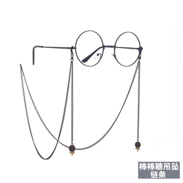 

Other Fashion Accessories Roaming Black Lollipop Pendant Glasses Inswind Personality Trend Retro Necklace Decorative Chain