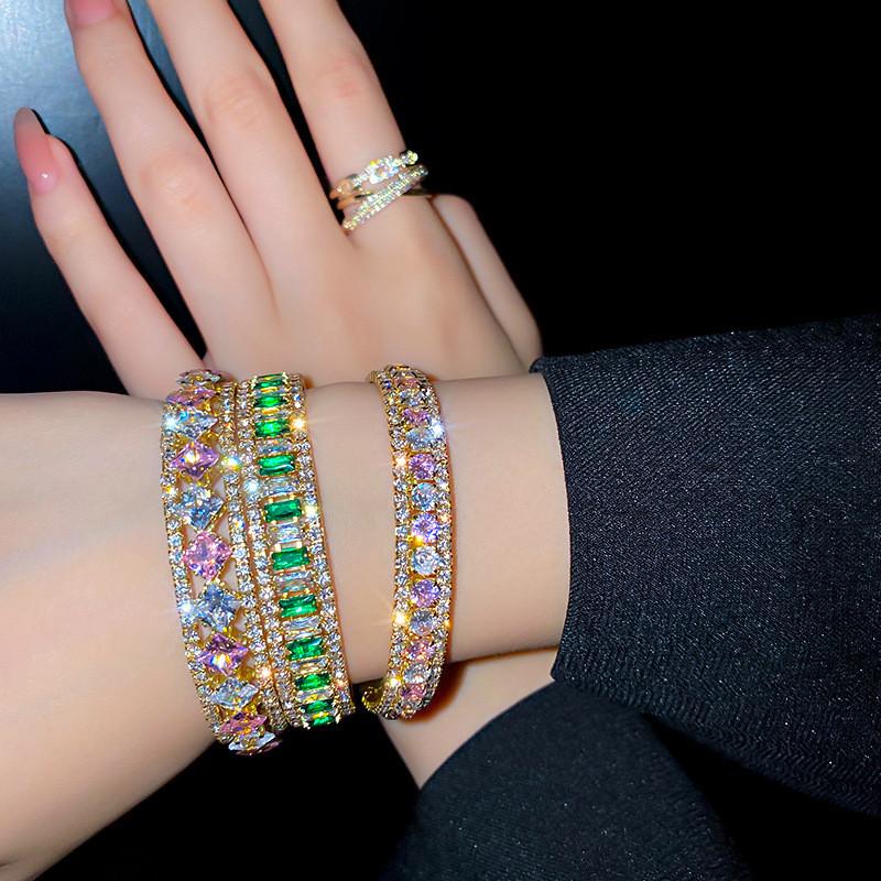 

Full Rhinestone Crystal Open Bangle Multi-Color Women's Bracelets And Bangles Wedding Bridal Jewelry