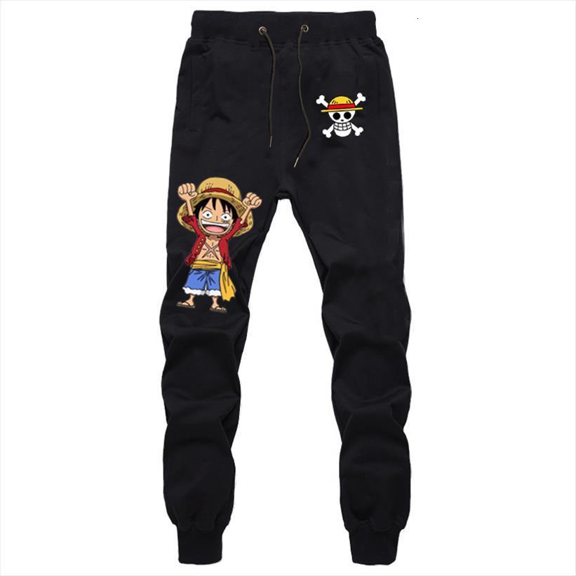 

one piece students sports summer women pants breathable luffy cotton straight jogger jogging long, Black