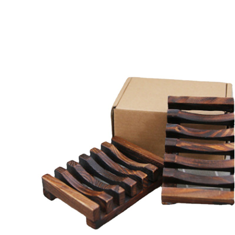 

Natural Wood Soap Dishes Shower Room Square Soaps Holders Hotel Home Retro Charcoal Daily Supplies 3 5zzc Q2, As show