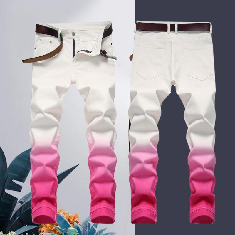

Men's Jeans Men Elastic High Street Casual Slim Gradient Color Pencil Pants For Daily Wear, Blue