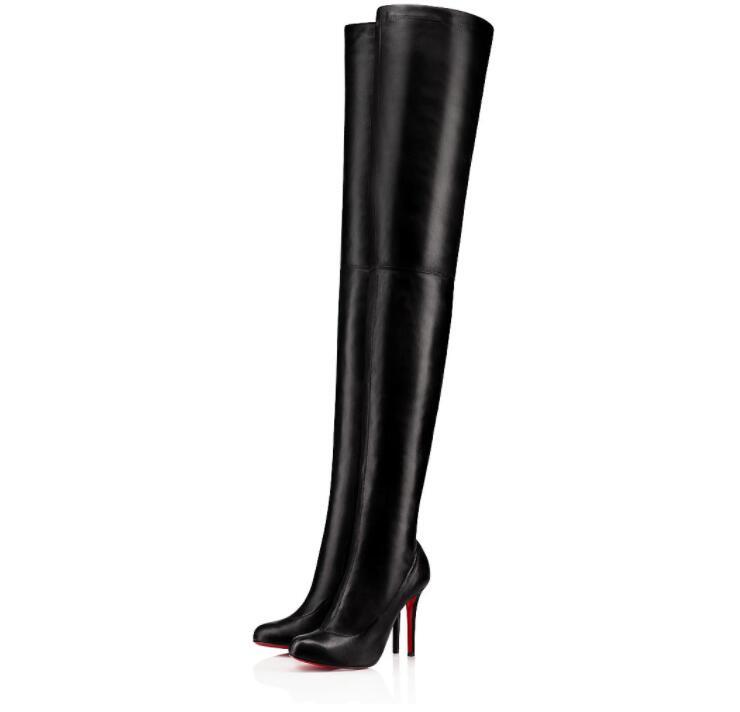 

Wholesale Elegant Winter Brands Women's Thigh-High Boots Louise-Xi Red Bottom Shoes High Heels Lady Booties Famous Reds Sole Over Knee Boot Party Wed, 10