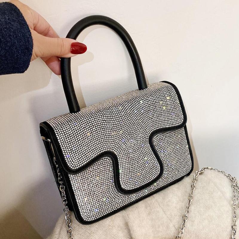 

Evening Bags Diamond Tote Bag 2021 Fashion High-quality PU Leather Women's Designer Handbag Chain Shoulder Messenger
