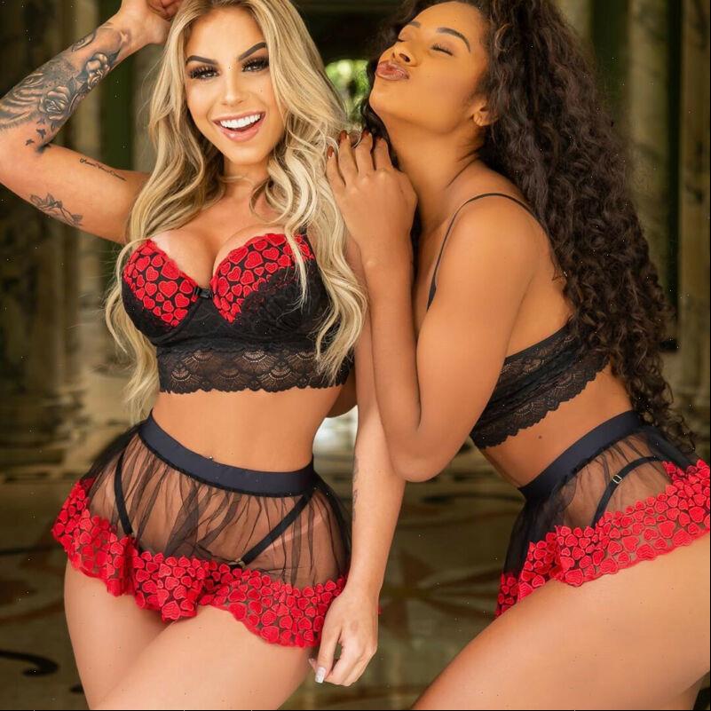 

lingerie lace dress women sleepwear babydoll g string thong underwear, Black;red