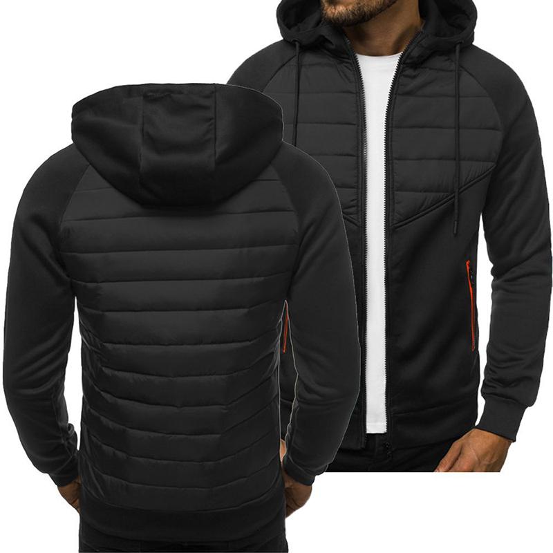 

Men's Hoodies & Sweatshirts Men Patchwork Cardigan Raglan Hoodie Coat Male Winter Spring Sports Jogging Warm Zipper Outfits Casual, Black