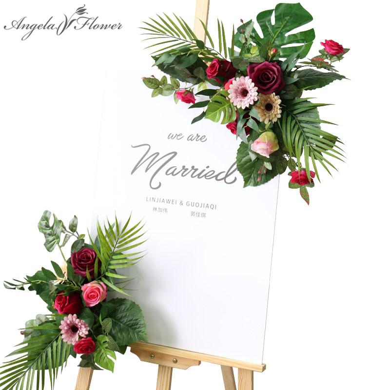 

Decorative Flowers & Wreaths Customized Wedding Welcome Artificial Flower Garland Party Props Corner El Sign Home Decor Hanging Door