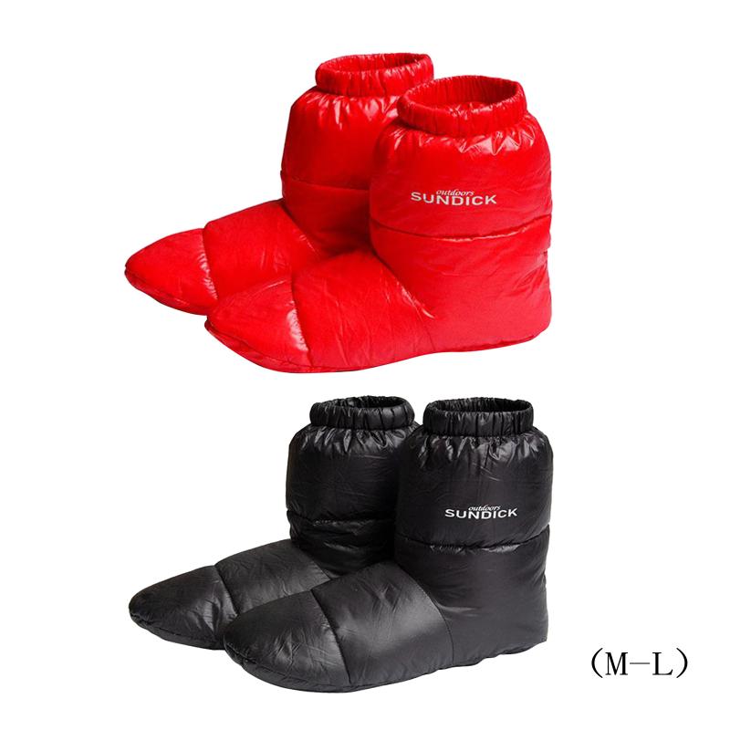 

Outdoor Winter Duck Down Booties Thermal Slippers Camping Boots Sports Socks, Black