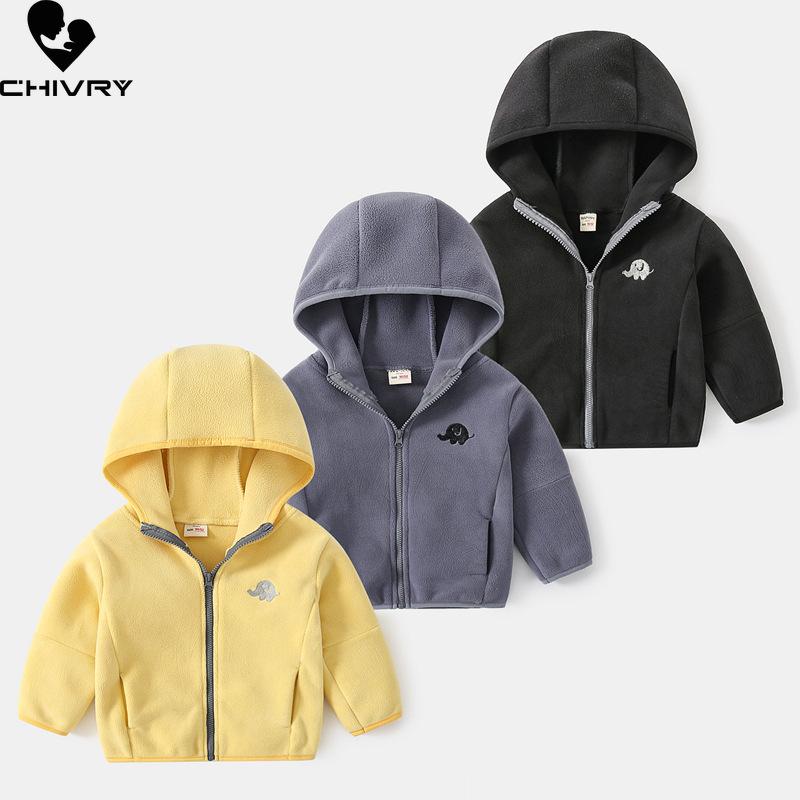 

Jackets Baby Boys Soft Fleece Hooded Zipper Coat Outwear Sweatshirt 2021 Autumn Winter Kids Solid Thick Keep Warm Clothing, Blue;gray