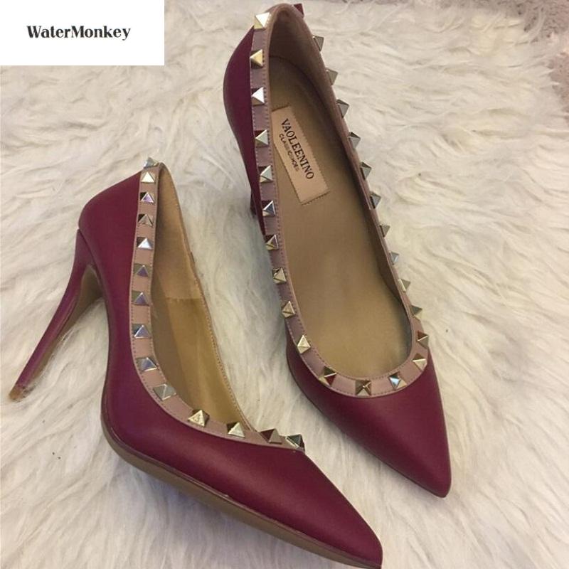 

Sexy Nude High Heels Pointed Toe Stiletto Professional Leather Women Shoes With V Dress, Black