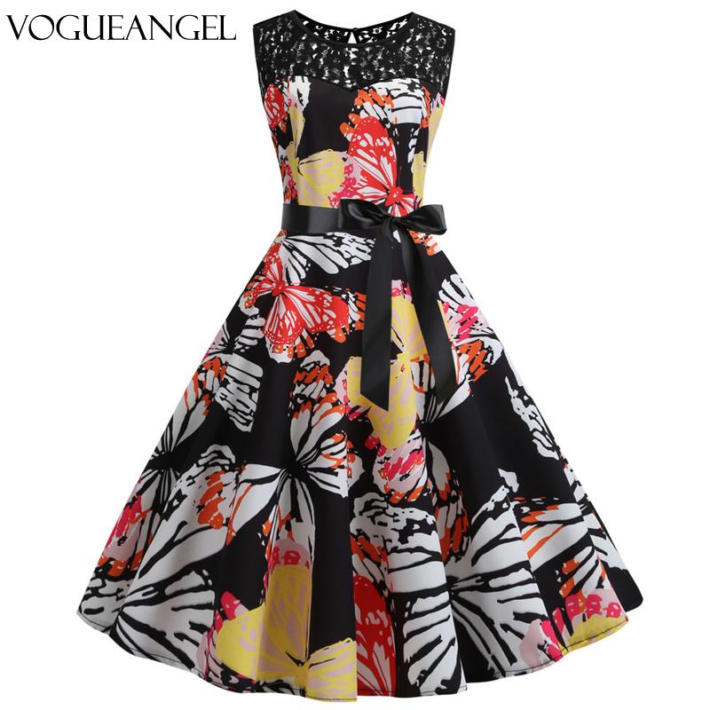 

Plus Size Dresses Lace Patchwork Summer Dress O Neck Sleeveless Sashes Women Elegant Vintage Party Casual Office Ladies Work, Black