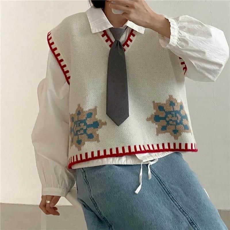 

Sweater vest female age reduction college style sleeveless waistcoat spring autumn student loose knit top trend 210526, Gray vest