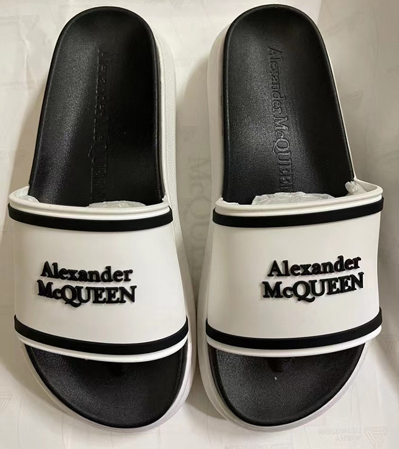 

Men Rubber Platform Slide sandals Designer Slides High Quality Causal Non-Slip Slides Summer Alexander Slippers with BOX Size 5-11 NO321, Pink