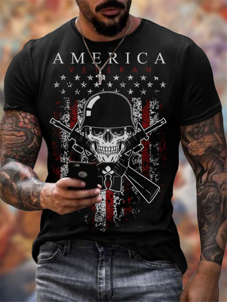 

Star pattern 3D printed T-shirt visual impact party shirt punk gothic round neck high-quality American muscle style short sleeves, Picture 3