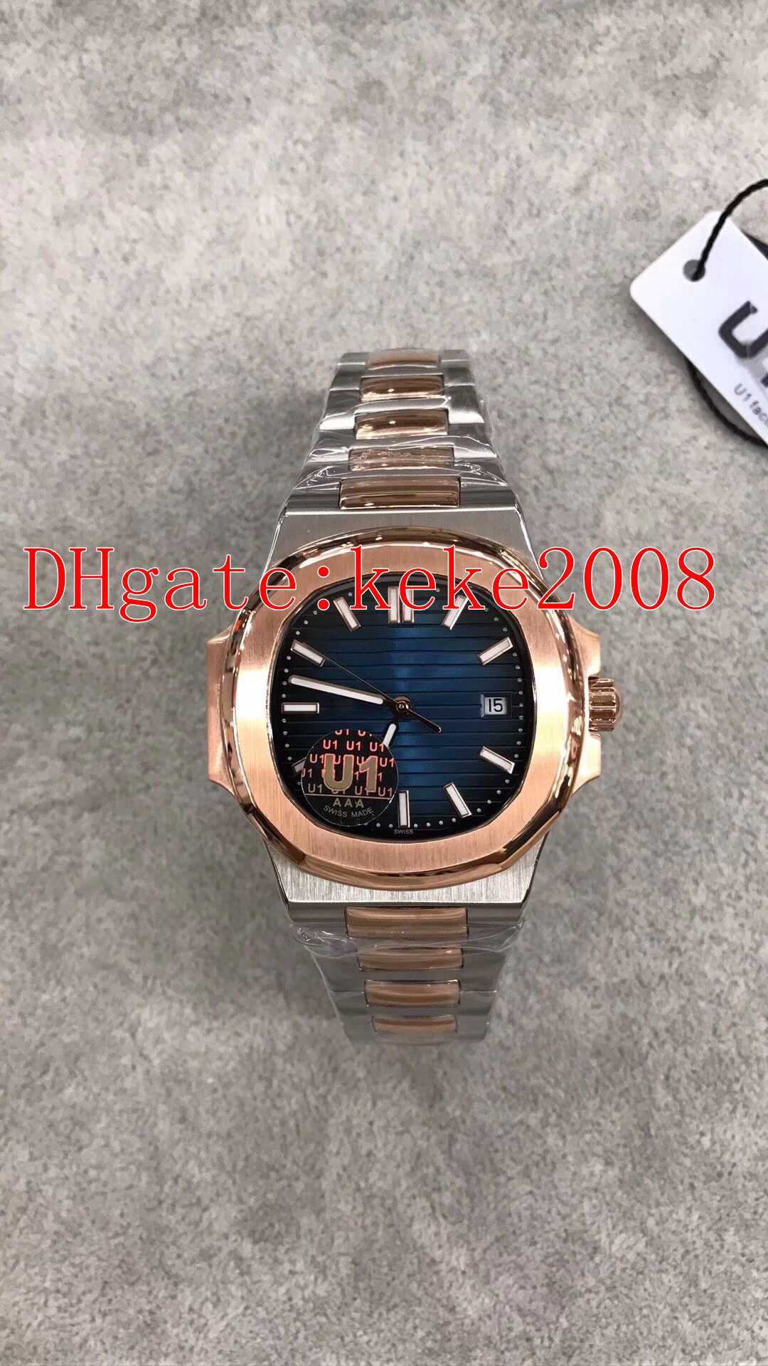 

U1 4 colors Excellent Topselling Wristwatches Watches 5711 40mm 18K Gold & Steel Luminescent Two tones Transparent Automatic mechanical Mens Watch, Slivery;brown