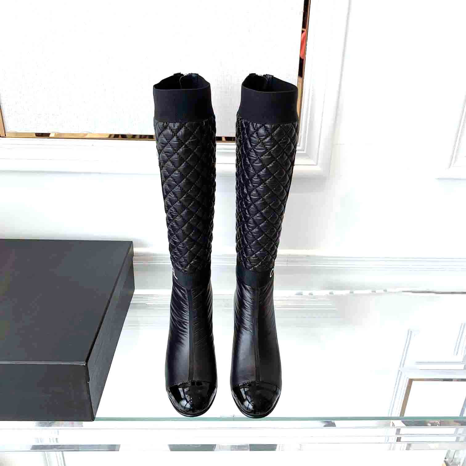 

2022 new top quality winter luxury Knee Boots Custom imported cotton waterproof cloth for upper brand boot 5cm high heels size 35 to 40, Black