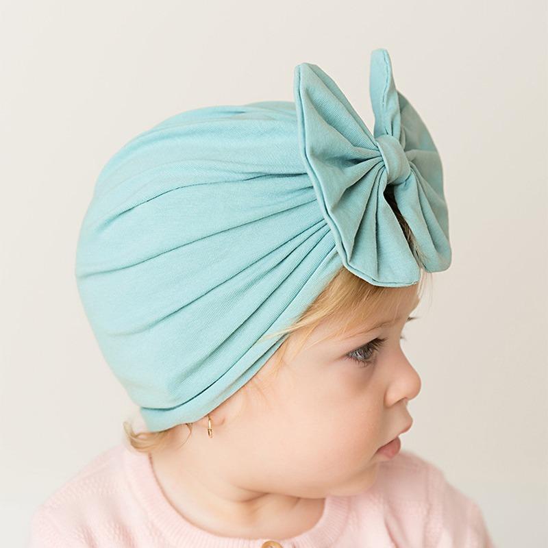 

Caps & Hats 1PC Cotton Blend Bow Baby Girl Hat Born Infant Turban Cap Big Bowknot Toddler Beanie Headwraps For, Color-12