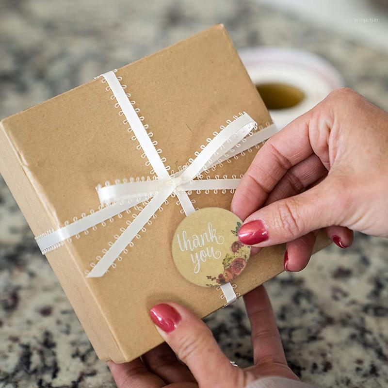 

Gift Wrap Dophee 500 Pcs/roll Round Kraft Paper Label Sticker Thank You Hand Made Stickers For Scrapbook Stationery