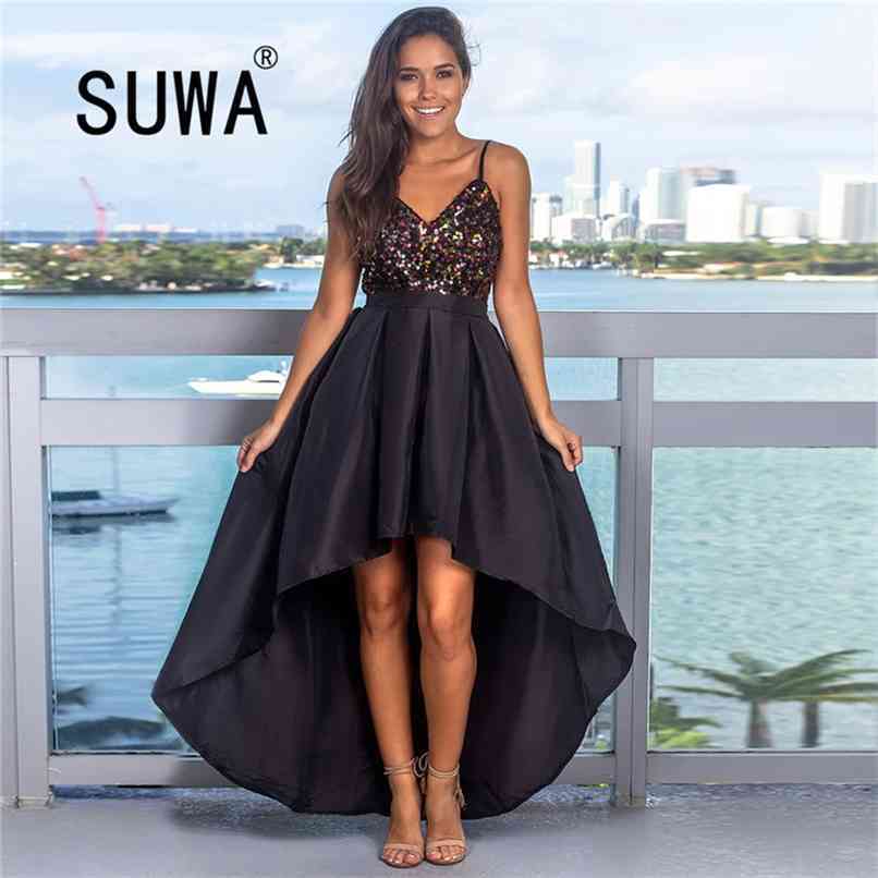 

Annual Meeting Spaghetti Strap Dress Birthday Outfits For Women Clothing Elegant A-Line Sexy Club Midi Dresses Wholesale 210525, Black