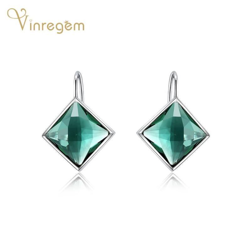 

Dangle & Chandelier Vinregem Vintage 100% 925 Sterling Silver Emerald Gemstone Wedding Engagement White Gold Earrings For Women Fine Jewelry