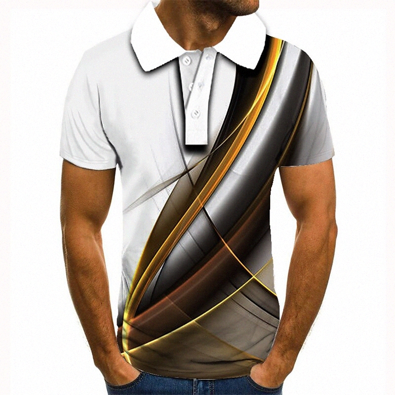Men's Unisex Golf Shirt Tennis Shirt 3D Print Graphic Prints Linear Collar Street Casual Button-Down Short Sleeve Tops Basic Casual Fashion
