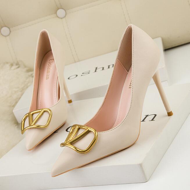 

2022 High Heels Shoe Red Bottom Nude Color Genuine Leather Point Toe Pumps Rubber Wedding Shoes Size, Black 6cm