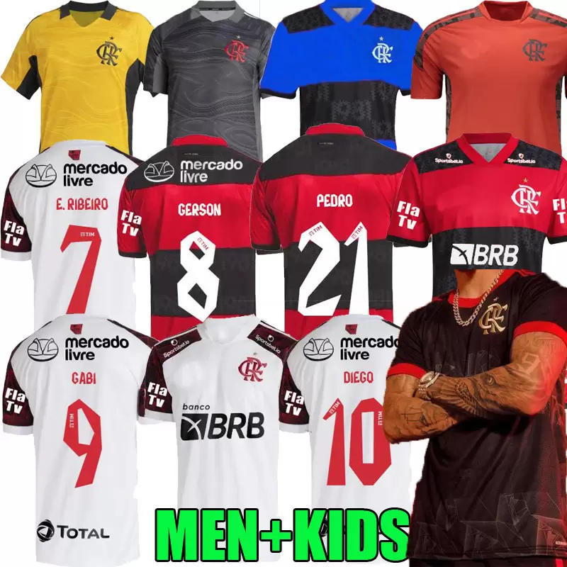 

flamengo club soccer jersey 2021 2022 brazils kit supercopa final GUERRERO DIEGO VINICIUS JR Camisa Mengo GABRIEL B man kids football shirt, Home